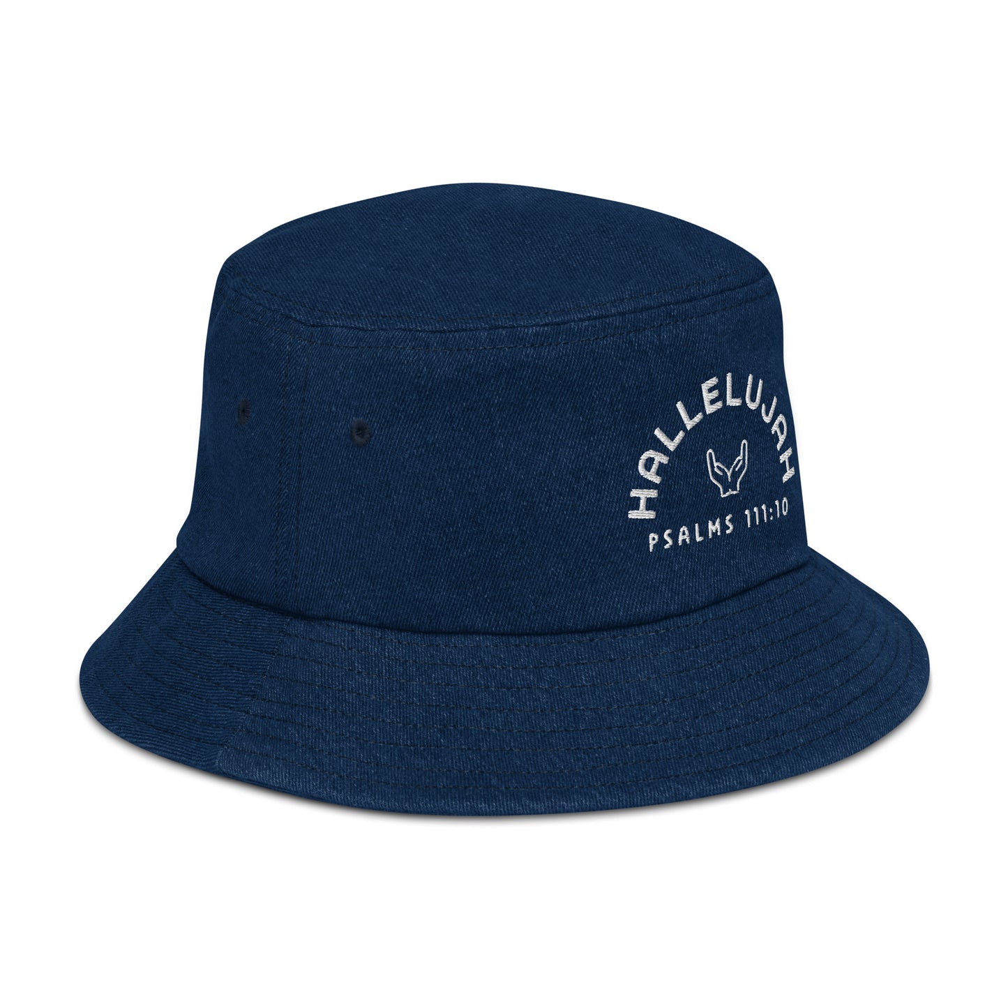Denim bucket hat, Hallelujah Bible verse inspired, 100% cotton denim summer hat