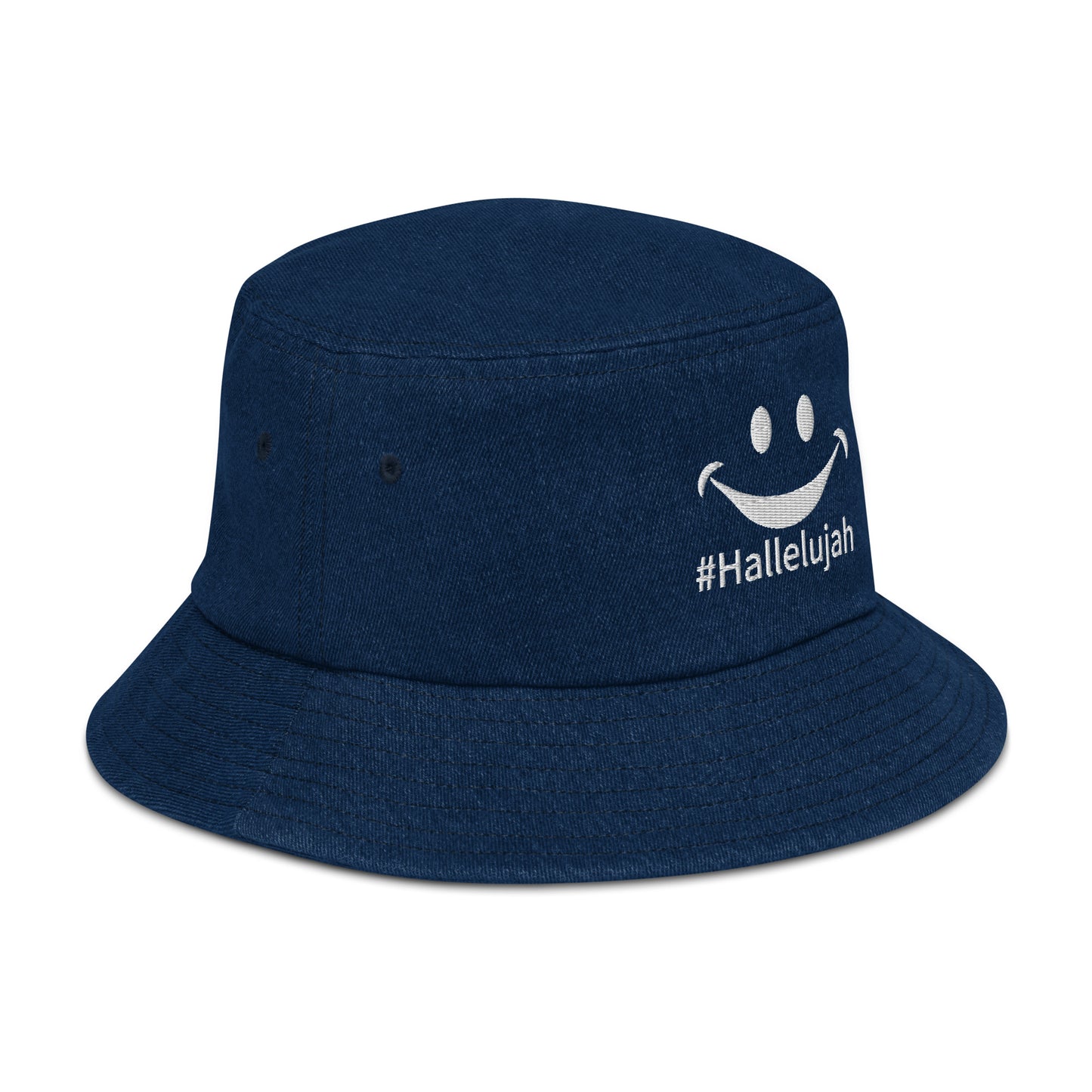 Denim bucket hat, 3D embroidered, 100% cotton, social media fam insiders, #Hallelujah 100% cotton denim summer hat