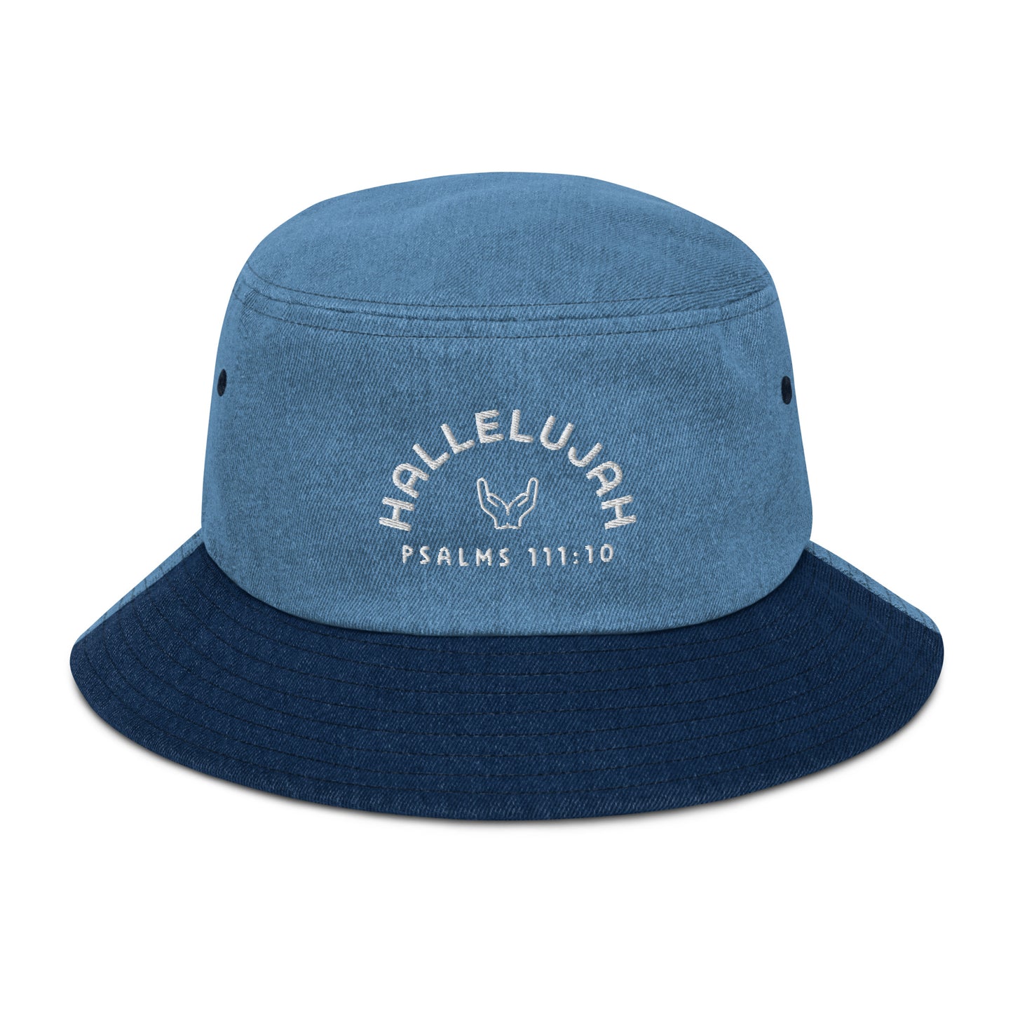 Denim bucket hat, Hallelujah Bible verse inspired, 100% cotton denim summer hat