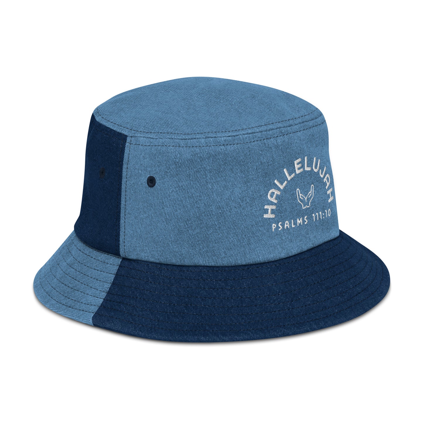 Denim bucket hat, Hallelujah Bible verse inspired, 100% cotton denim summer hat