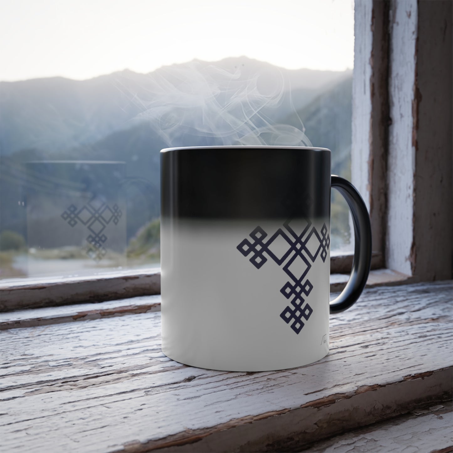 Changing, Ethiopian cross design Coffee mug, Color Morphing Mug, 11oz