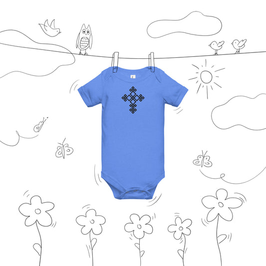 100% cotton Baby short sleeve one-piece, cross design Embroidered