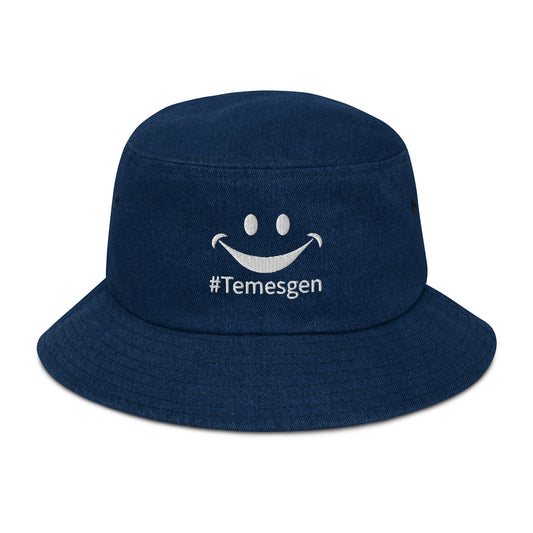 Denim bucket hat, 3D embroidered, 100% cotton, social media fam insiders, #Temesgen #Hallelujah 100% cotton denim summer hat