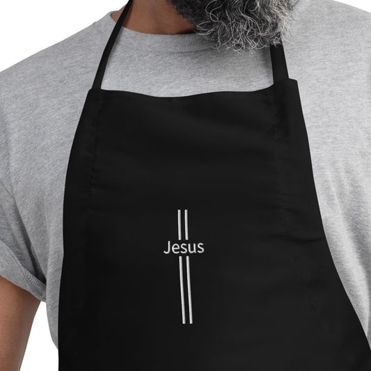 Embroidered Apron JESUS design classy, minimalist apron