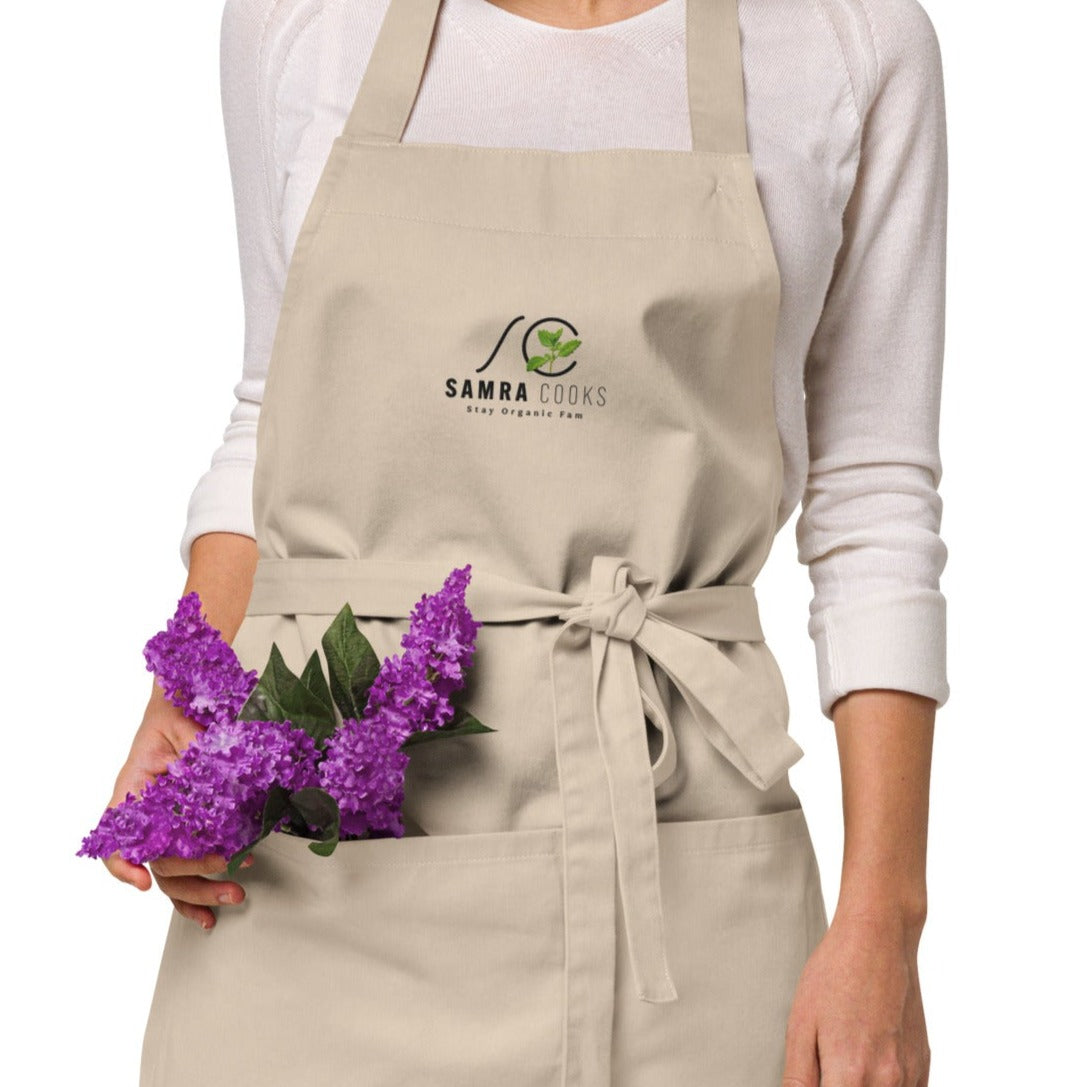 Organic cotton Samra Cooks Embroidered apron, 100% organic cotton