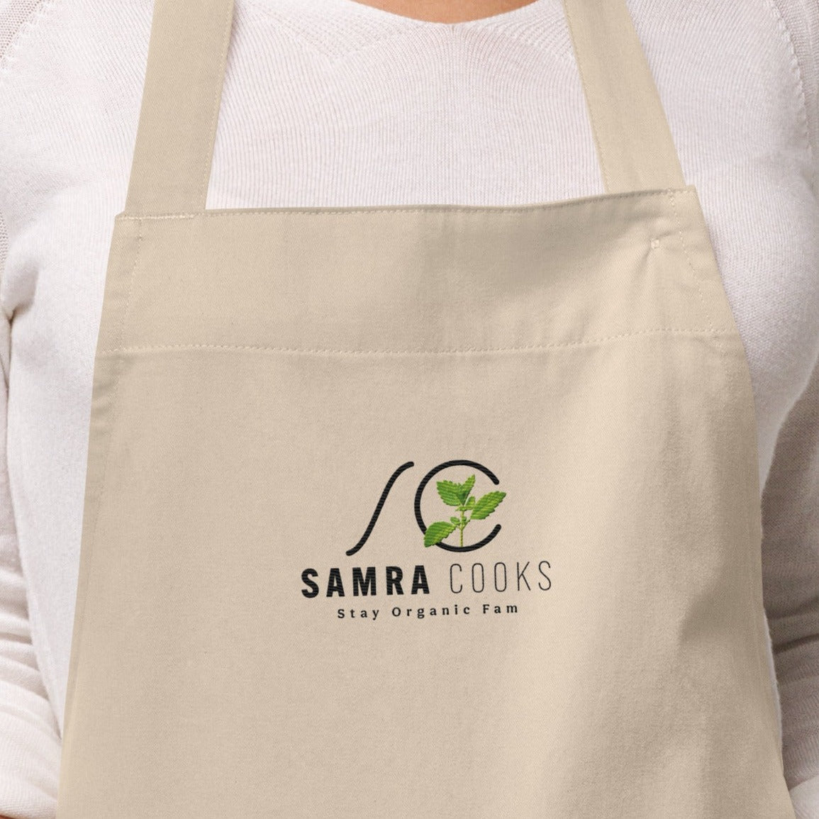 Organic cotton Samra Cooks Embroidered apron, 100% organic cotton