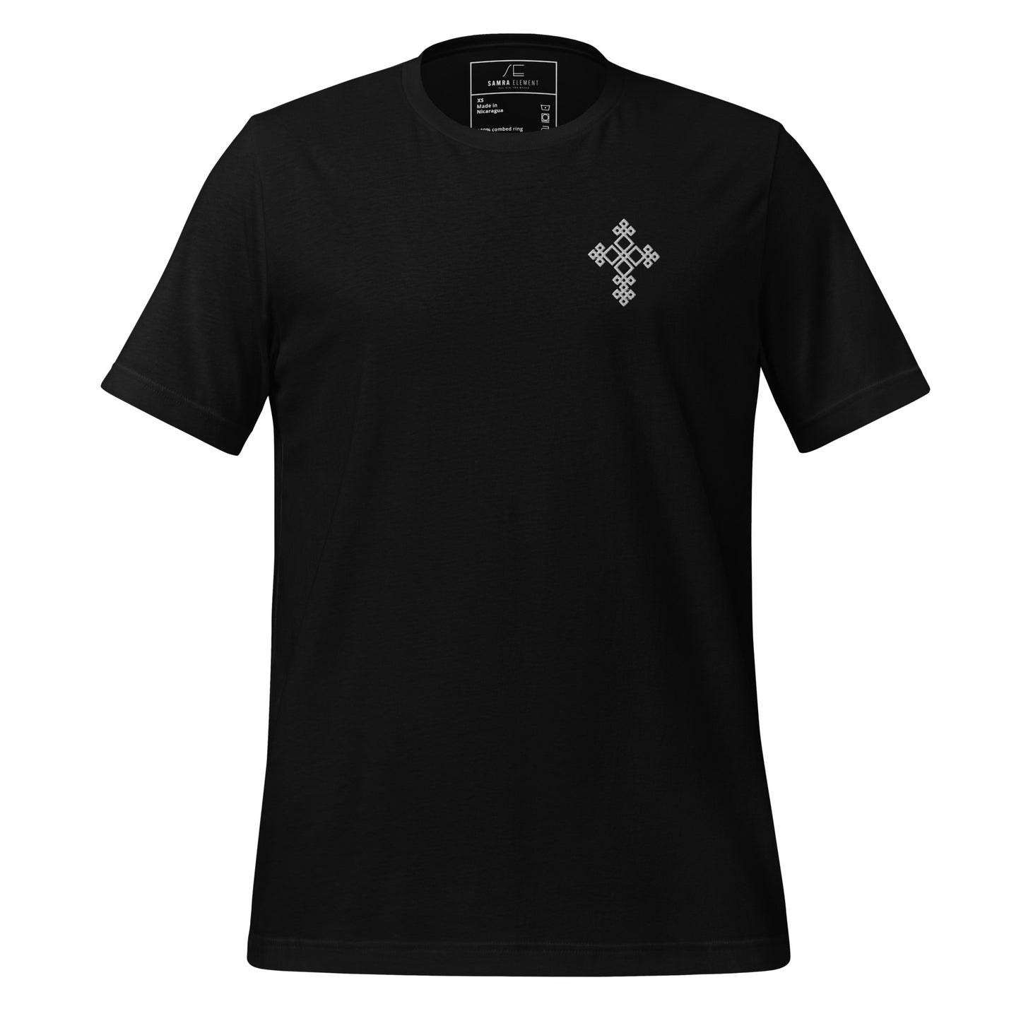 100% ring-spun and combed cotton, white Embroidered Cross design Men's t-shirt