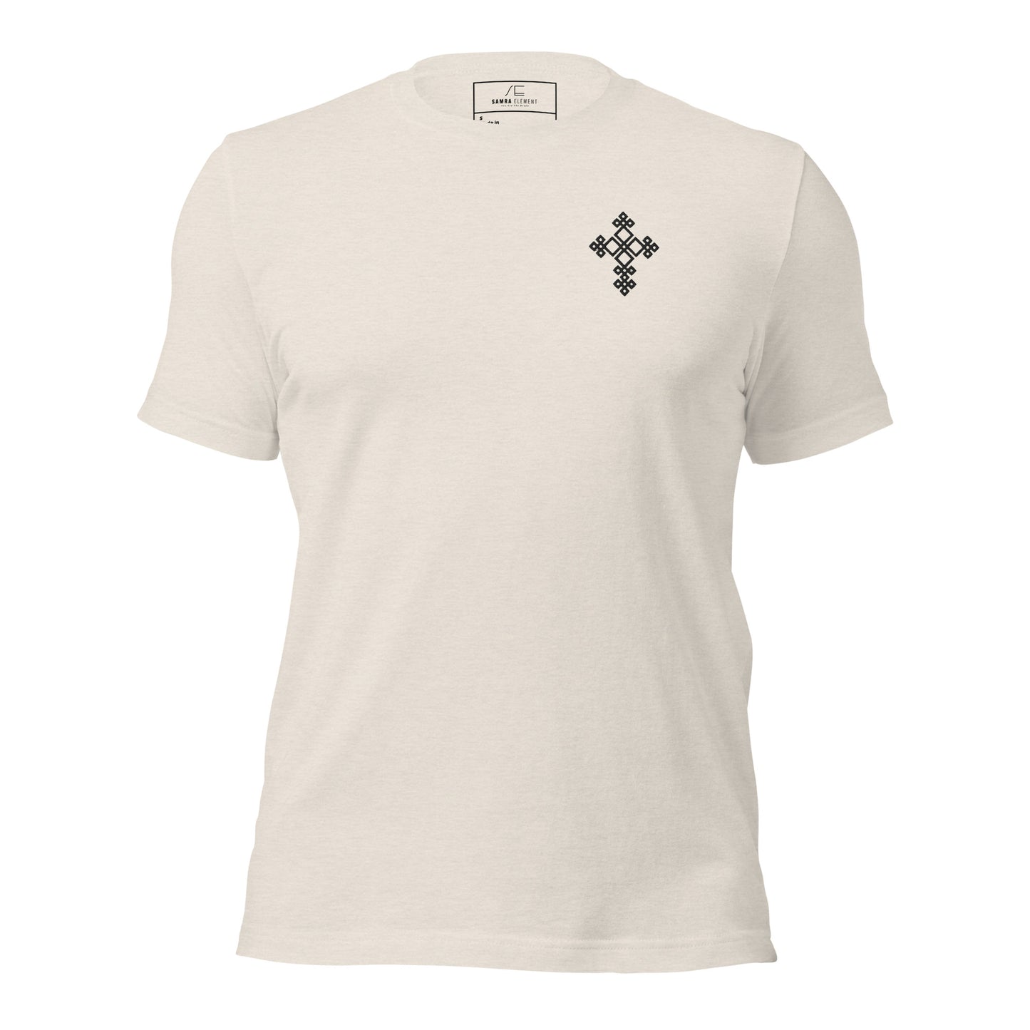 100% ring-spun and combed cotton, white Embroidered Cross design Men's t-shirt