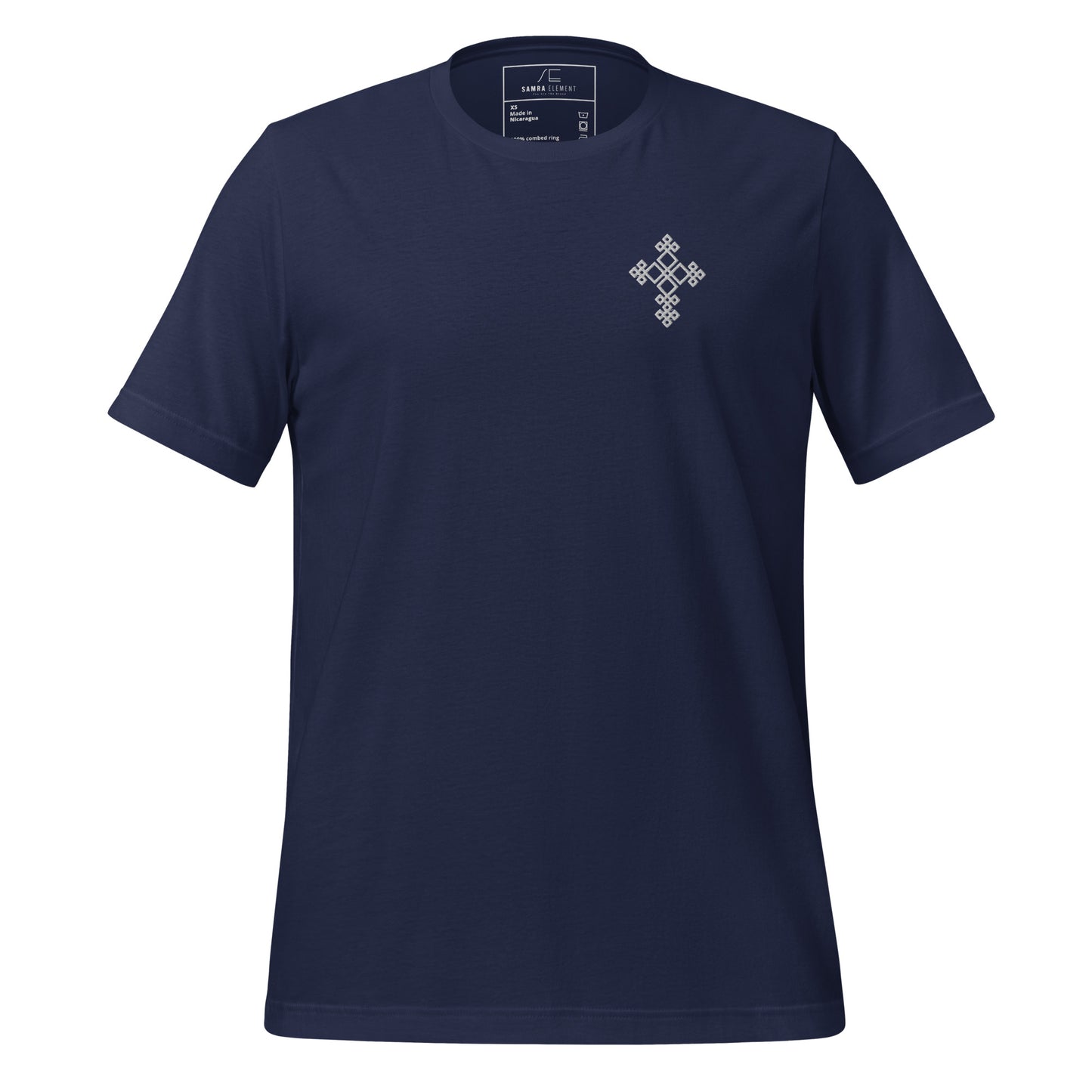 100% ring-spun and combed cotton, white Embroidered Cross design Men's t-shirt