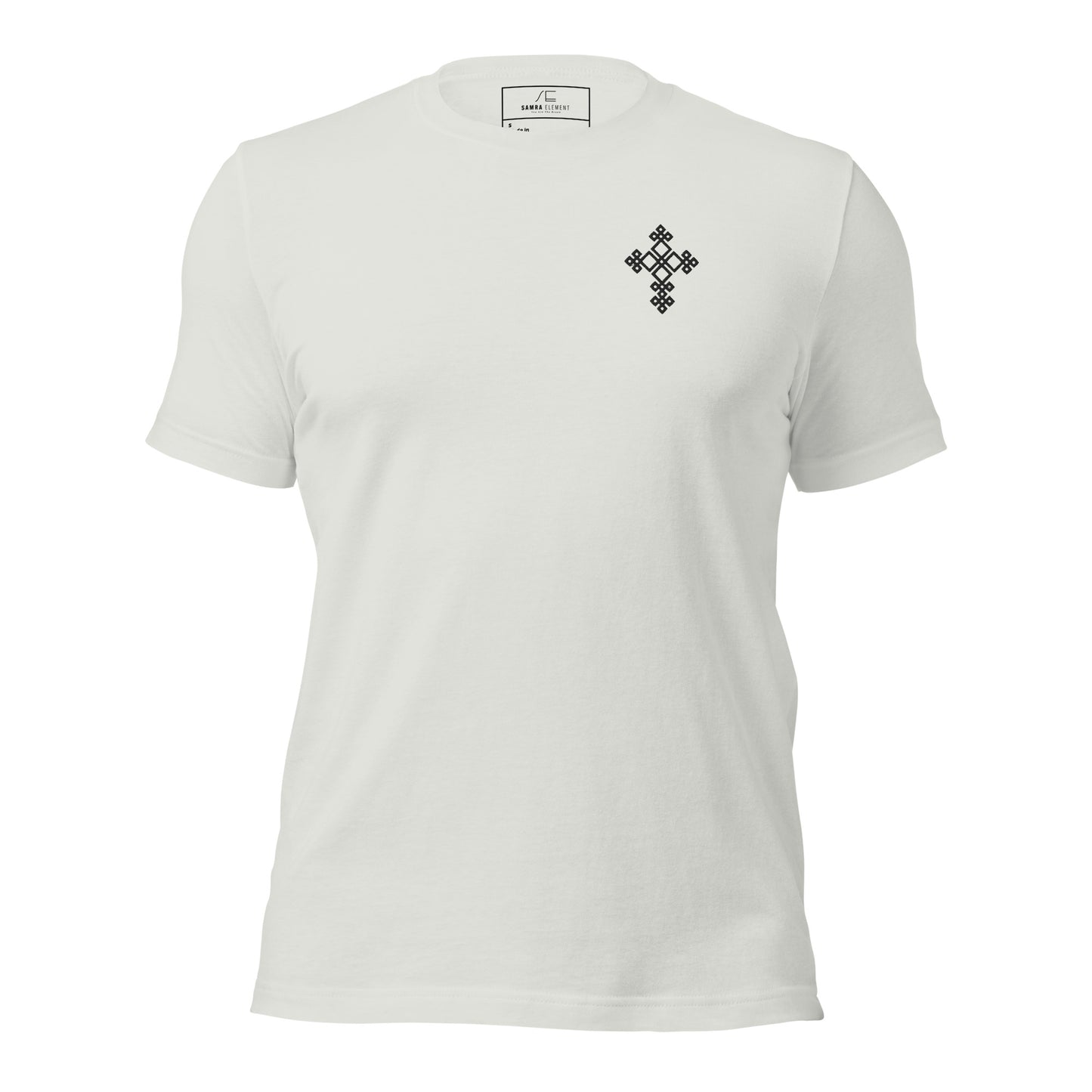 100% ring-spun and combed cotton, white Embroidered Cross design Men's t-shirt