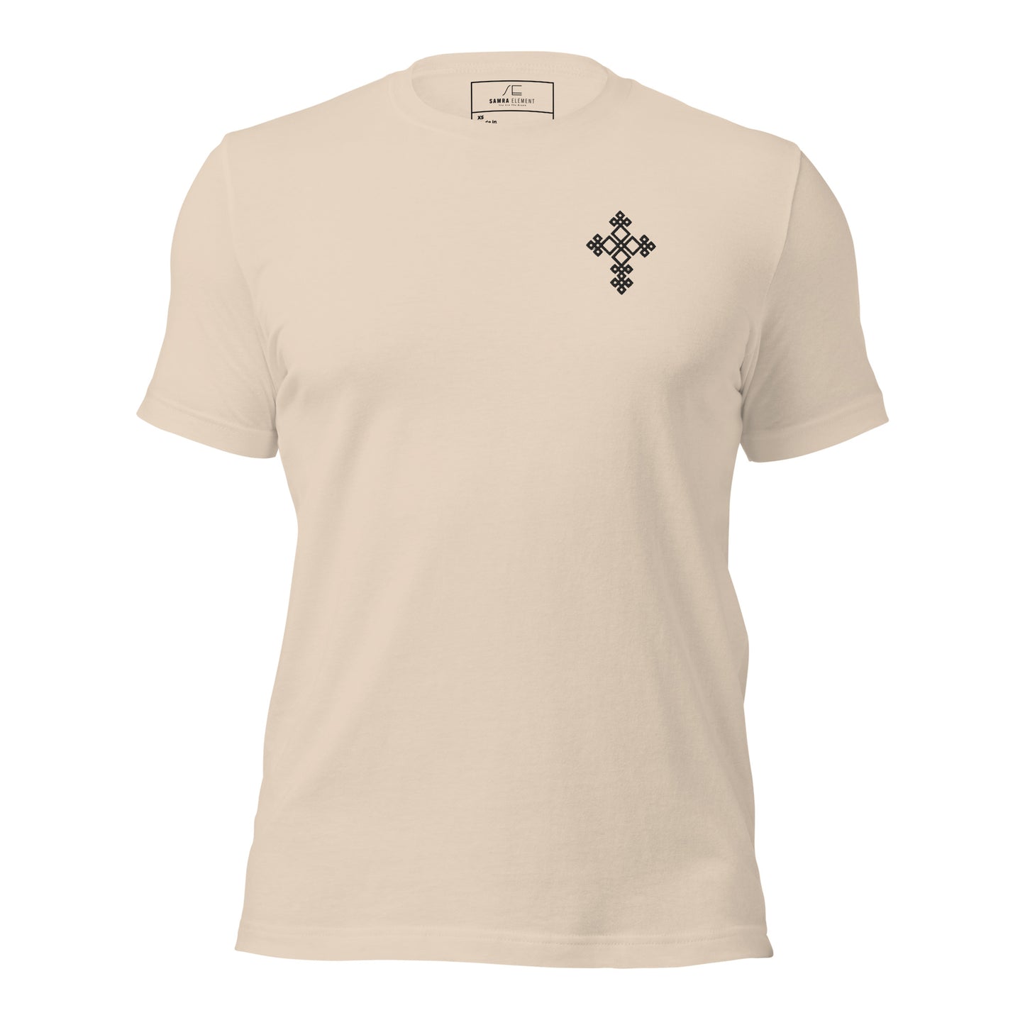 100% ring-spun and combed cotton, white Embroidered Cross design Men's t-shirt