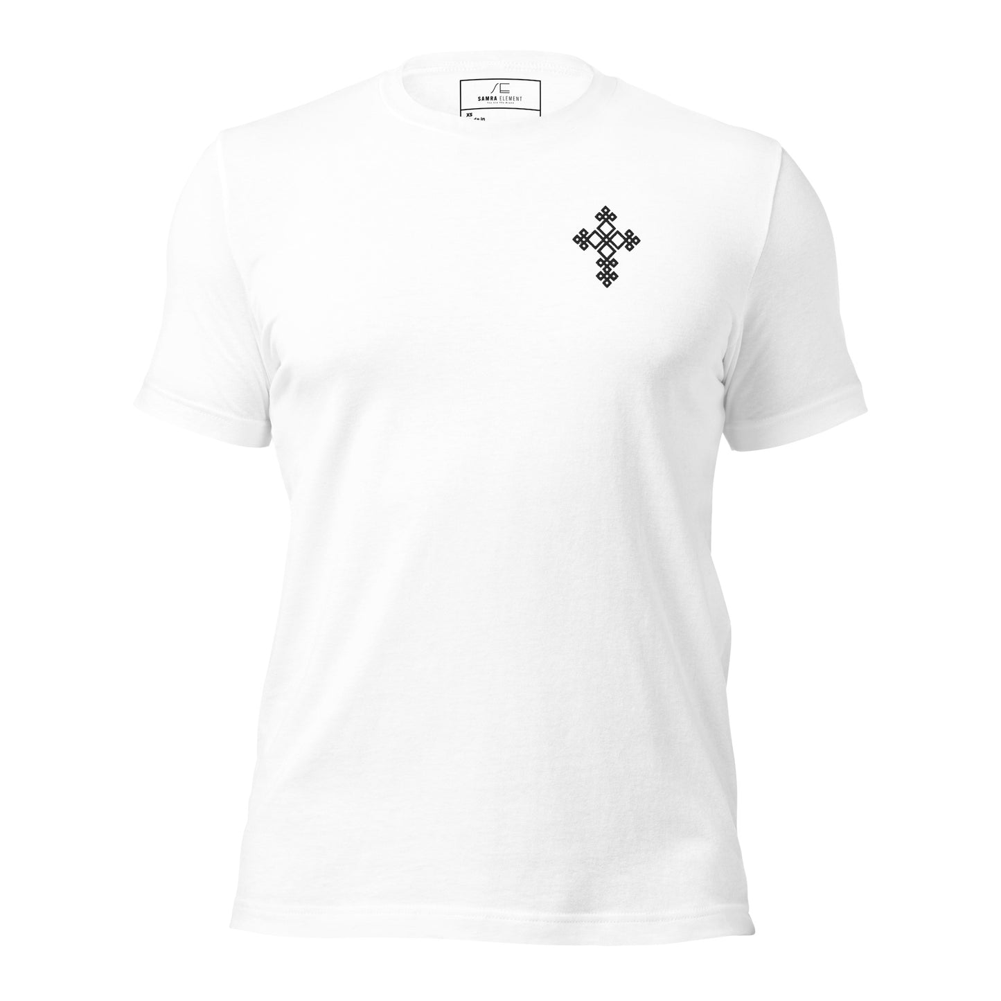 100% ring-spun and combed cotton, white Embroidered Cross design Men's t-shirt