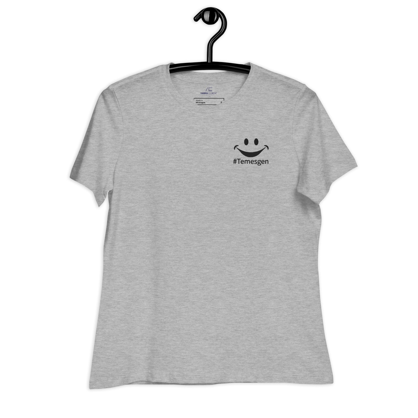 100% ring-spun and combed cotton, Embroidered Social media fam insider #Temesgen design, Women's Relaxed T-Shirt