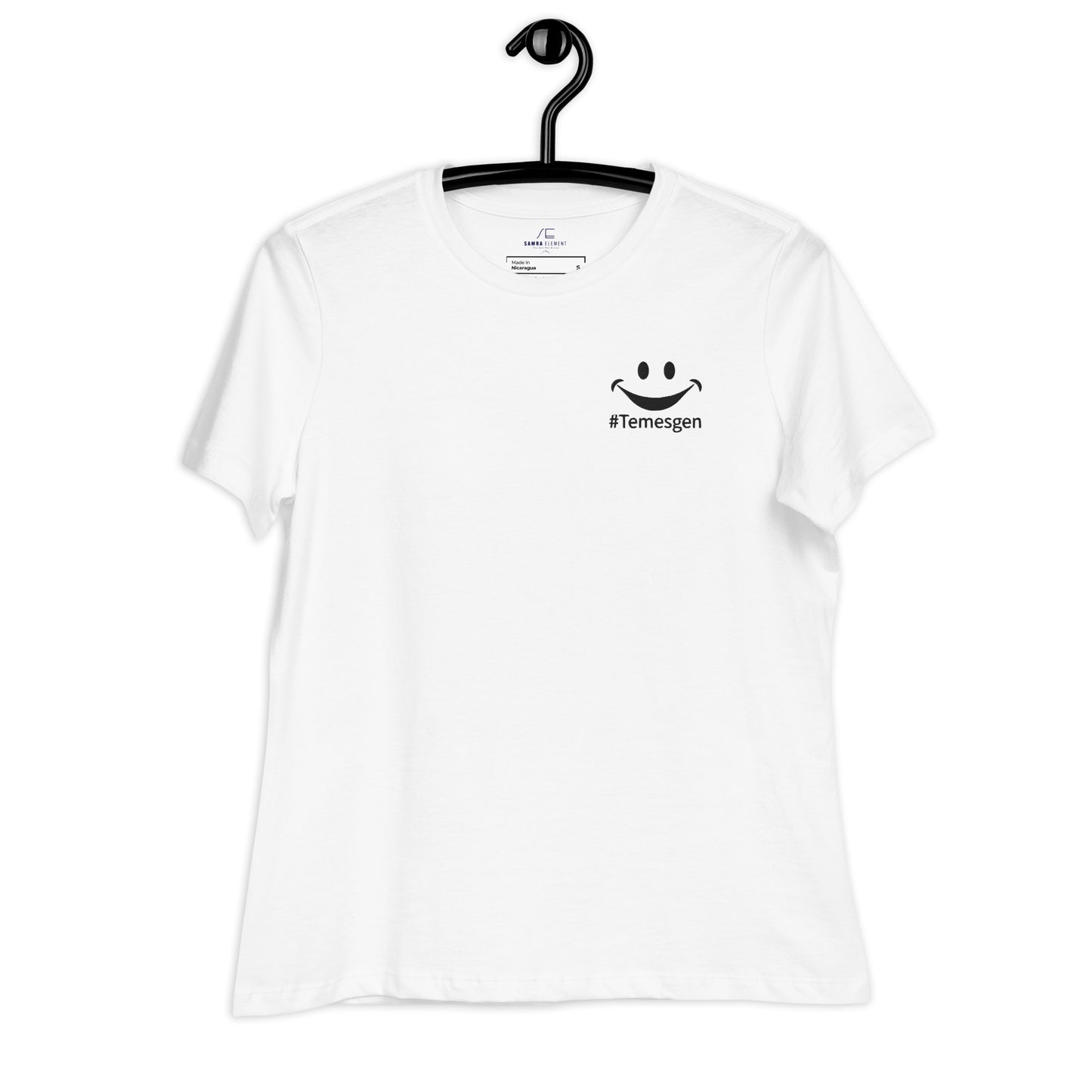 100% ring-spun and combed cotton, Embroidered Social media fam insider #Temesgen design, Women's Relaxed T-Shirt